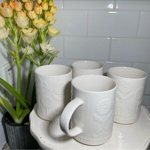 Starbucks Set White Flower Mugs